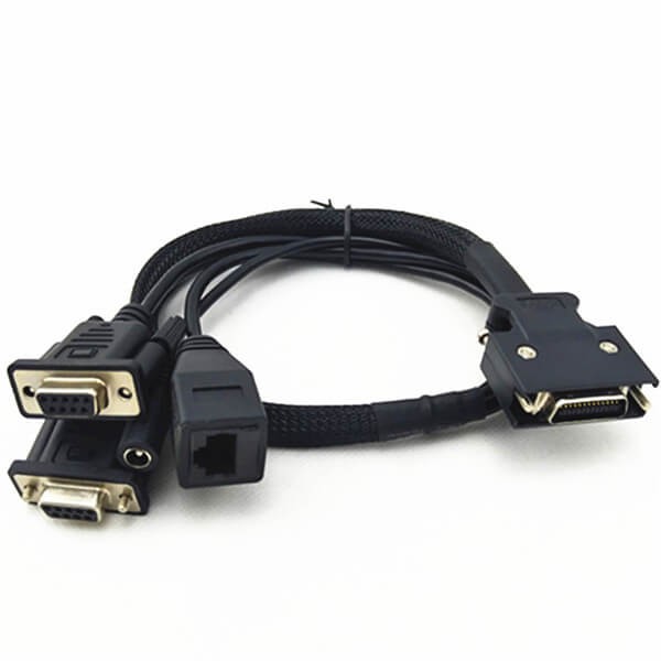 高品質SCSI26P公轉RJ45母DB9母DC5521母1分4高端連接線