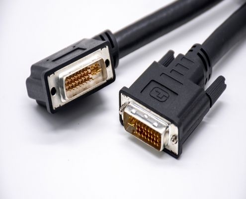 DVI公頭24+5針直式轉接DVI公頭24+5針左彎頭組裝電纜0.5 / 1米
