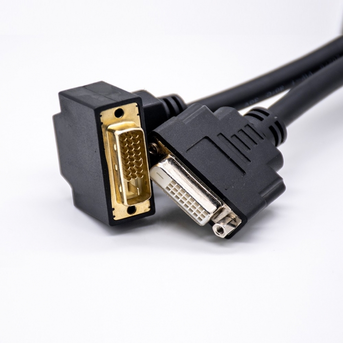 DVI Female 24+1pin Straight to DVI Male 24+1 pin Up angle Assemble Cable 0.5/1M