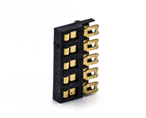 臥式電池座接PCB板接觸彈片鍍金5芯間距2.0