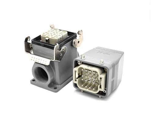 重載工業連接器H6T16芯鍍銀螺紋M32公母對接加高型表面安裝高結構頂出口
