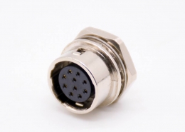 HR10圓形連接器10芯母孔型插座直式PCB穿孔后鎖板HR10